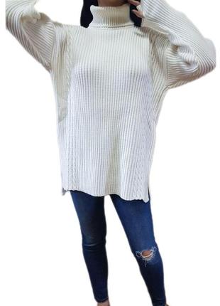 Длинный женский свободный свитер под горло италия размер от 44 до 522 фото