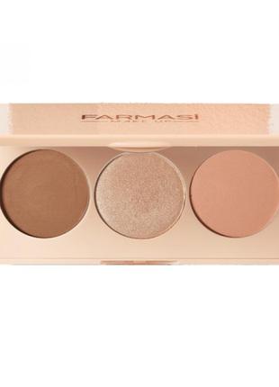 Палетка для лица farmasi peach bite 3 face palette