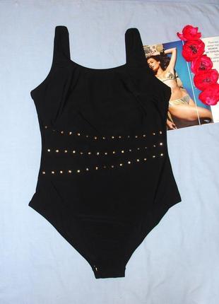 Купальник черный slendos сдельный размер 52 / 18 чашка c d слитный сплошной в бассейн