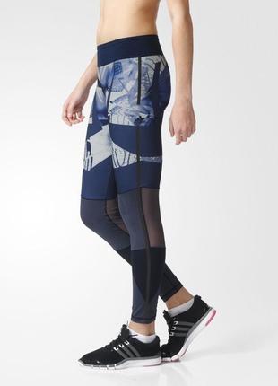 Лосины новые леггинсы тайтсы велосипедки спортивные синего цвета womens wow drop1 tight adidas2 фото