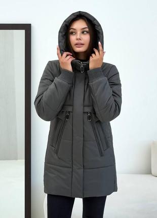Теплая куртка на тинсулейте 220, женская куртка с капюшоном осень зима