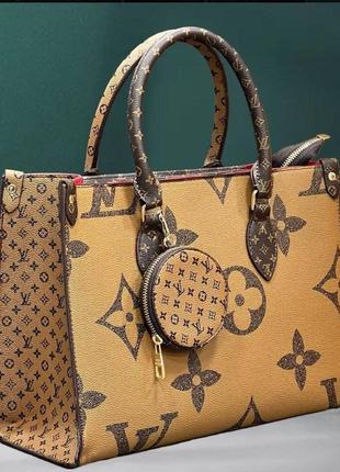 Шоппер женский мини двусторонняя коричневая сумка в стиле louis vuitton женская сумка элуы выттон сумка в стиле луи виттон