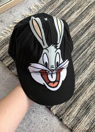 Vintage 1997 looney tunes cap вінтаж чоловіча кепка чорна бейсболка багз бані луні тюнз мерч оригінал