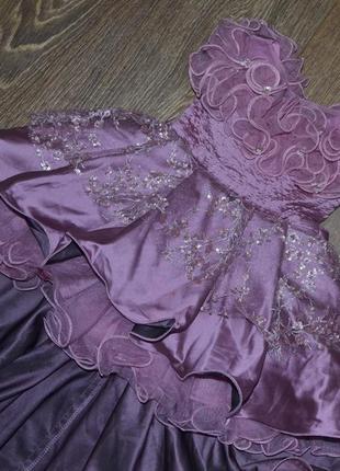 Шикарное, красивейшее платье со шлейфом на девочку fairy wings (1-1,5 г.)5 фото