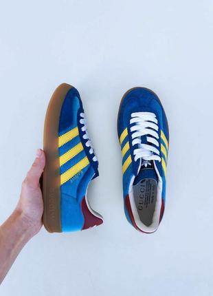 Кросівки в стилі adidas gazelle x gucci blue  замшеві стильні кросівки адідас газелі унісекс якісні преміум4 фото