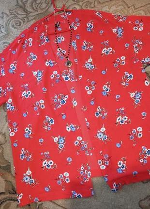 Лёгкий,стрейч кардиган-кимоно-жакет в цветочный принт,большого размера,h&m5 фото