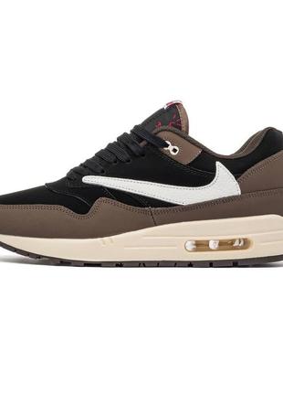 Кроссовки в стиле nike air max 1 x travis scott топовые мужские премиум кроссовки удобные качественные найк трендовые молодежные