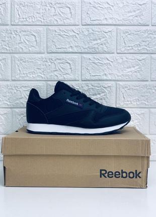 Кожаные кроссовки reebok classic leather black рибок классик весна20205 фото