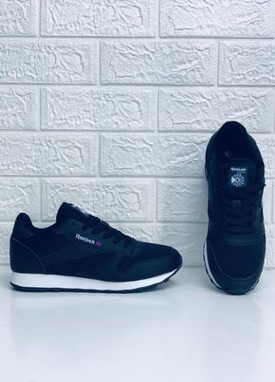 Кожаные кроссовки reebok classic leather black рибок классик весна20206 фото