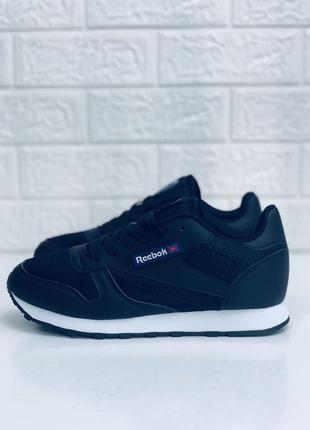 Кожаные кроссовки reebok classic leather black рибок классик весна20207 фото