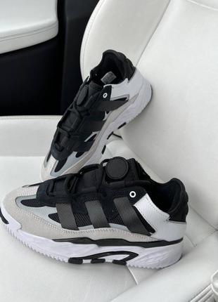 Adidas niteball white black кроссовки женские черно-белые