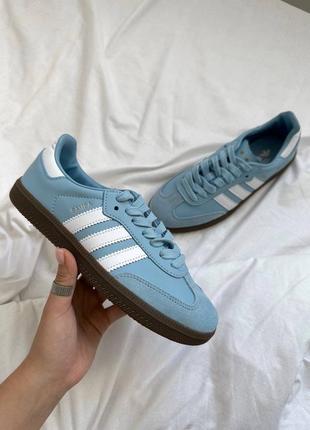 Adidas samba white blue кеды голубые1 фото