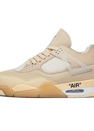 Nike air jordan 4 retro off-white sail качественные премиум кроссовки мужские жорданы высокие кожа трендовые