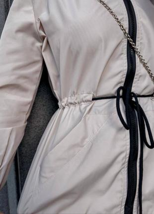 Ветровка спортивная с капюшоном на молнии регулируется на талии куртка хаки черная бежевая белая из плащевки по фигуре трендовая ветровка9 фото
