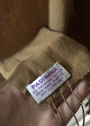 Кашемировый шарф шаль палантин пашмина цвет кемел горчица pashmina 210*704 фото