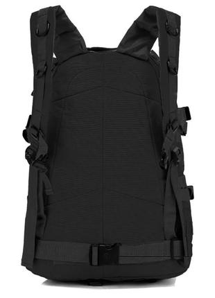 Водонепроницаемый тактический рюкзак 40л черный с липучками для шевронов