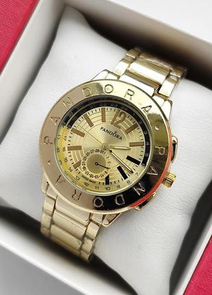 Золотистые женские наручные часы на металлическом браслете1 фото