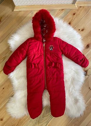 Яркий шикарный зимний комбинезон еврозима демисезонный george