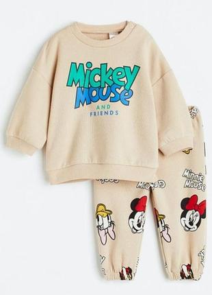 Костюм микки маус флис теплый брюки кофта h&m девички  ✅92 см (1,5-2р 2 3 года