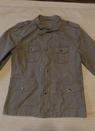 Легка пряма бавовняна куртка сорочкового крою кольору хакі heine германія 48 р.
