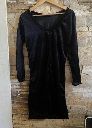 Платье, платье черное, платье велюровое,1 фото