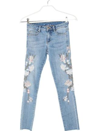 Голубые джинсы в цветы viva couture