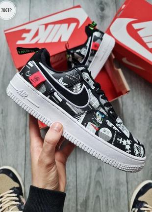 Мужские кроссовки в стиле nike air force 1 low worldwide премиум кожаные качественные принтованные