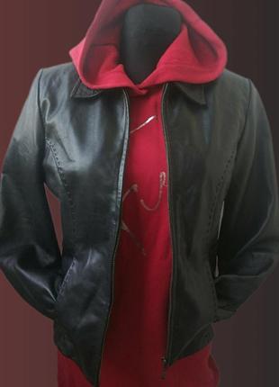 Пиджак из натуральной кожи куртка женская черная кожа amaranto italy