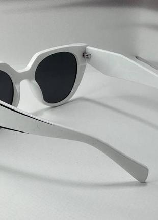 Очки солнцезащитные женские кошечки с поляризацией массивная пластиковая оправа широкие дужки белый2 фото