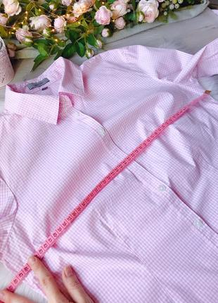 Розовая рубашка в клетку4 фото