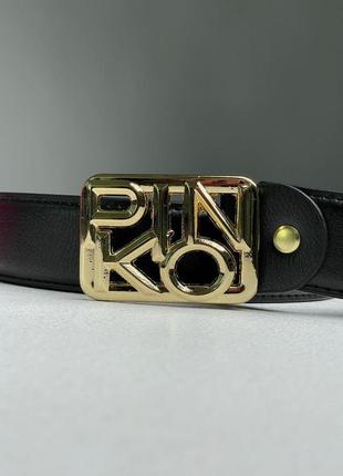 Жіночий ремінь пінко чорний пояс pinko text leather belt black/gold6 фото