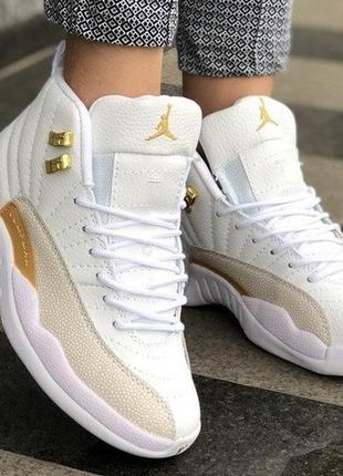 Кроссовки женские, мужские air jordan 12 retro, белые (аир джордан, джорданы, кросівки)