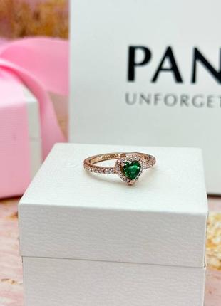 Серебряная кольца «блестящее сердце» в позолоте rose pandora2 фото