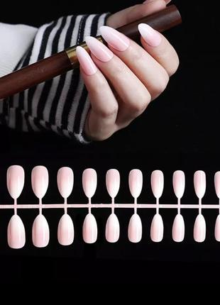 24 шт. накладні нігті міндаль загострені омбре середня довжина