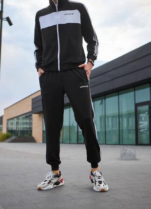 Спортивний костюм adidas кофта+штани чорний весна\осінь турецька двухнитка, адідас костюм чоловічий3 фото