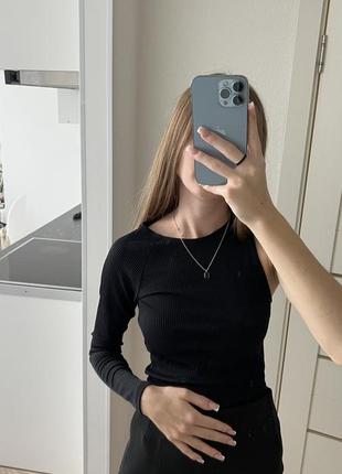 Чорний топ в рубчик zara