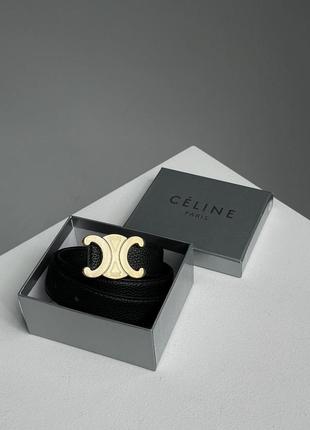 Женский ремень селин черный пояс celine leather belt black/gold3 фото