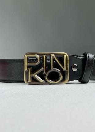 Женский ремень пинко черный пояс pinko text leather belt black/bronze