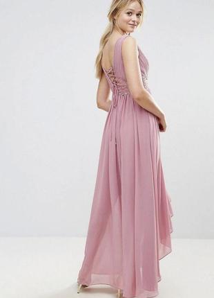 Розовое вечернее платье клеш, в стиле ампир y.a.s. однотонное2 фото