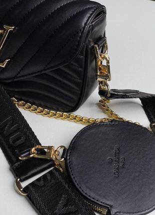 Женская сумка луи виттон черная louis vuitton wave multi pochette black/gold7 фото