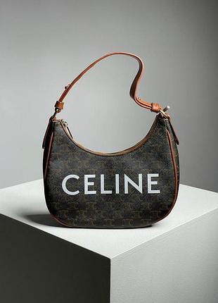 Женская сумка селин коричневая celine ava bag in triomphe canvas and calfskin tan