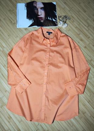 Primark💔 кораллово-оранжевая коттоновая рубашка свободного силуэта, заниженная линия плеча, 989 203 фото