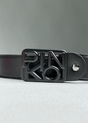 Женский ремень пинко черный пояс pinko text leather belt black/black6 фото
