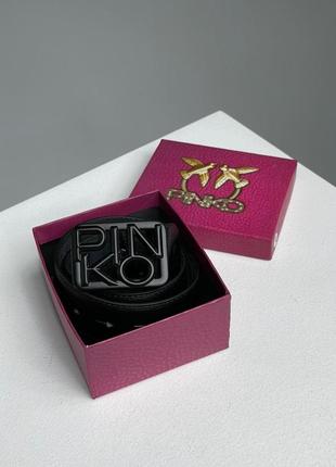 Женский ремень пинко черный пояс pinko text leather belt black/black3 фото