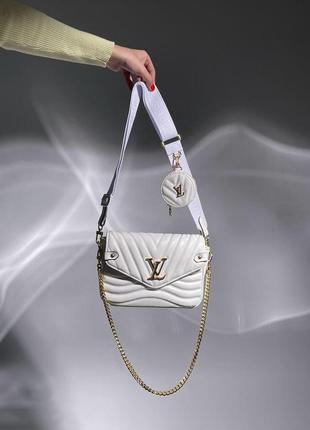 Жіноча сумка луї віттон біла louis vuitton wave white/gold