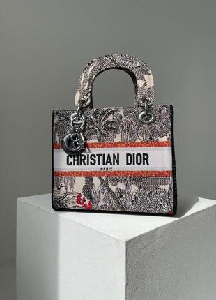 Женская сумка кристиан диор серая christian dior lady d-lite safari