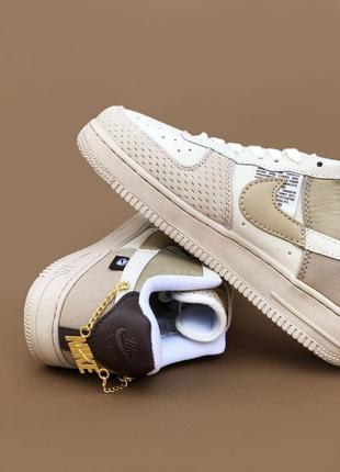 В стиле nike air force 1 tan low bling топовые премиум кроссовки мужские и женские кожаные найки качественные