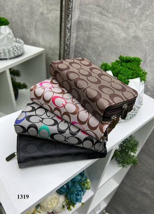 Жіночий гаманець, бумажник в стилі coach, коач, сірий, коричневий, кольоровий7 фото