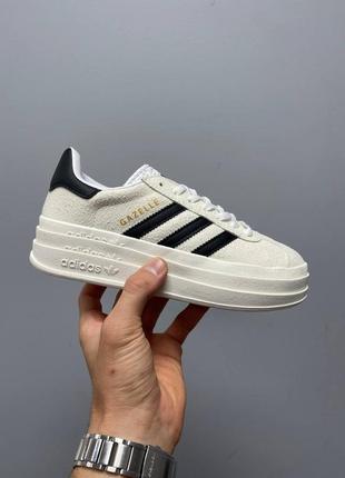 Высокое качество! женские кроссовки adidas gazelle bold white black