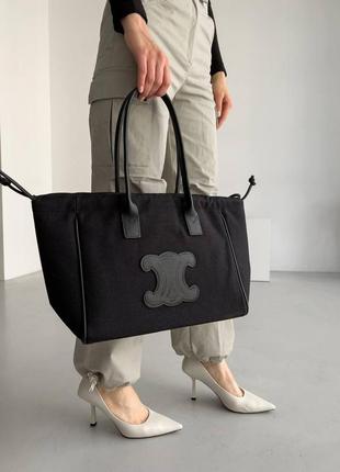 Женская сумка шоппер селин черная celine black shopper